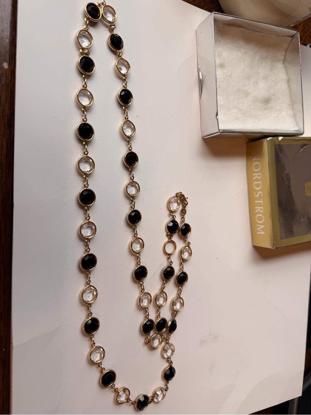 Vintage Gold-Tone Black and Clear Austrian crystal vintage necklace